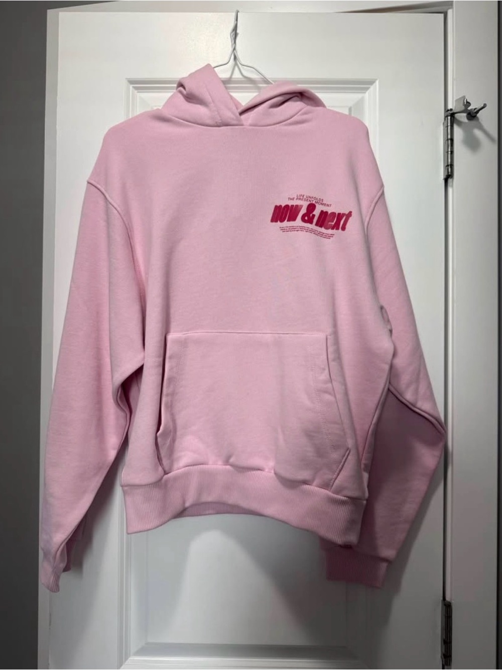 Bershka Light Pink 'phase out’Graphic Hoodie
